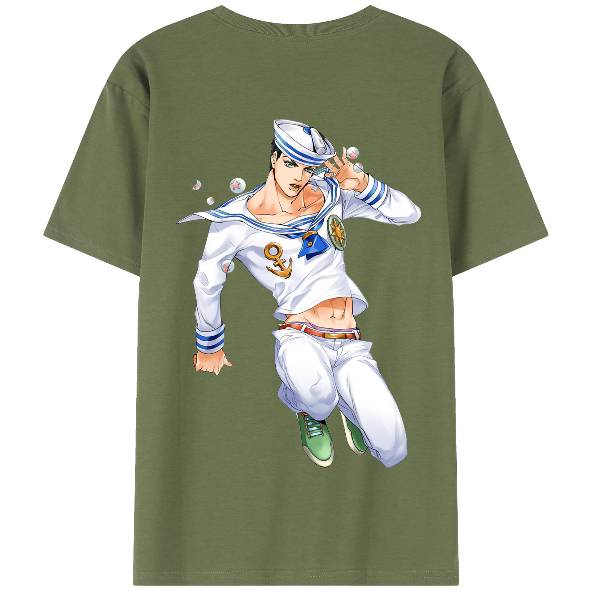 （画像用） ジョジョの奇妙な冒険 東方定助 JoJo's Bizarre Adventure Higashikata Josuke 綿100％半袖Tシャツ（背面プリント）
